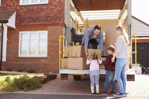 Packed student belongings prepared for a Watford house move