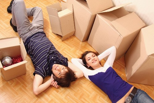 Organised moving boxes ready for a house or office relocation in Watford